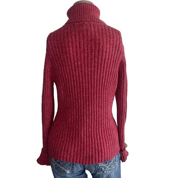 Eddie Bauer Vintage Women Large Pink Salmon Cable Knit Sweater Fisherman - Picture 3 of 6